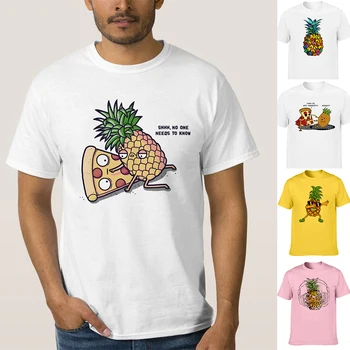 Vyrų Drabužiai 2020 Ananasų Vaisių Pica Spausdinti Juokinga Estetinės Laisvalaikio Marškinėliai trumpomis Rankovėmis O-neck T Shirt Streetwear Grafinis Tees