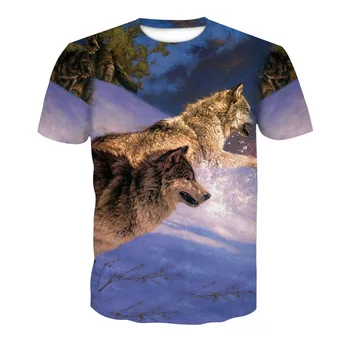 Vyrų drabužiai 2020 Naujausias Harajuku Wolf 3D Spausdinimo Cool T-shirt Vyrai/Moterys trumpomis Rankovėmis Vasaros Viršūnes Tees gyvūnų Mados marškinėliai