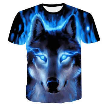 Vyrų drabužiai 2020 Naujausias Harajuku Wolf 3D Spausdinimo Cool T-shirt Vyrai/Moterys trumpomis Rankovėmis Vasaros Viršūnes Tees gyvūnų Mados marškinėliai