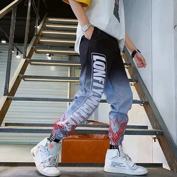 Vyrų Kišenės Krovinių Haremo Kelnės Hip-Hop Atsitiktinis Vyras Tatical Poilsiu Kelnės Mados Atsitiktinis Streetwear Kelnes Laišką Sweatpants