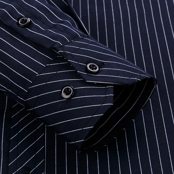 Vyrų Klasikinio Vertikaliai Dryžuotas Reguliariai-Fit Long-Sleeve Shirt Vienas Pleistras Kišenės, Sagomis Iki Oficialaus Verslo Basic Marškinėliai Suknelė