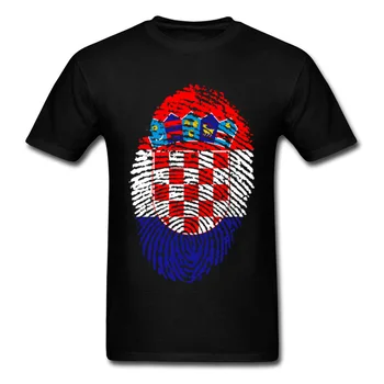 Vyrų Mados Juoda Marškinėlius Kroatijos Vėliava pirštų Atspaudų Marškinėliai Vyrams Nuostabus Hip-Hop Nepriklausomybės Diena Marškinėlius Parduoti Geriausias Tees