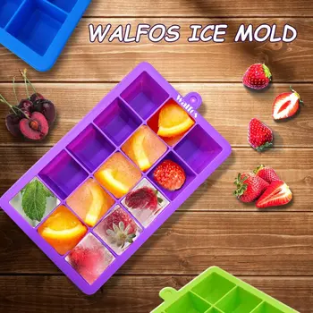 WALFOS Maisto kokybės Silikono 1 VNT Naujovė 15 Kvadratinių Minkšto Silikono Ledo Kubelių padėklas Ice Maker Želė Desertas Pelėsių ledo Pelėsių
