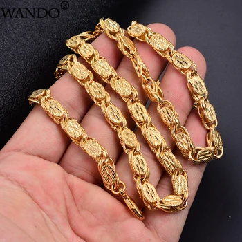 WANDO Etninės Grandines Vyrams Aukso spalvos Karoliai Dubajus Etiopijos Aukso Papuošalai 6mm plotis 45cm Ilgio Aukštos Kokybės N14