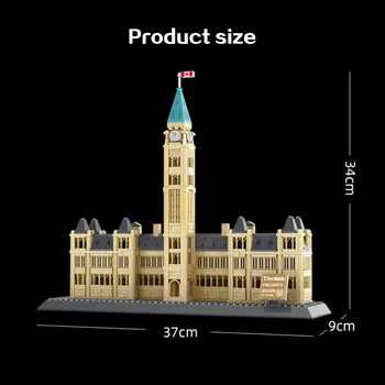 WANGE 608Pcs Pasaulio Miestas, Žymus Kanados Parlamento Pastato Garsaus Didelis Architektūra, Statyba Blokai Modelis, Švietimo Žaislas
