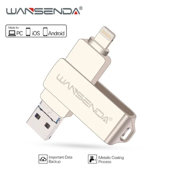 WANSENDA Metalo USB Flash Diskas 128GB OTG Pen Drive 32GB 64GB USB 3.0 Flash 