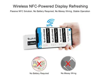 Waveshare 2.13 colio Pasyvus NFC Varomas e-Knyga, Ne Baterija, Bevielio Maitinimo ir Duomenų Perdavimas