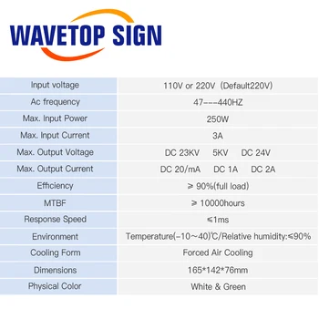 WaveTopSign MYJG-40 CO2 Lazerio Maitinimo 40W 110V/220V CO2 Lazerio Vamzdelio Aukštos Įtampos Graviravimas Pjovimo Staklės