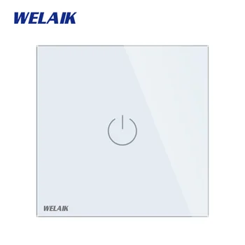 WELAIK UK Touch-Switch Krištolo Stiklo plokštės-Switch Sienos-Pažangi Jungiklis-Smart-Switch 1gang-1way LED Lempos B1911CW/B