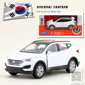 WELLY 1/36 Masto Automobilio Modelį Žaislai Hyundai Santafe Diecast Metal Traukti Atgal, Automobilių Žaislas Naujas Langelyje Surinkimo/Vaikams/Dovana