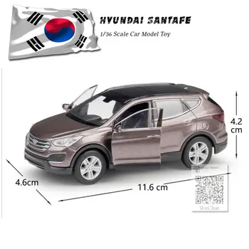 WELLY 1/36 Masto Automobilio Modelį Žaislai Hyundai Santafe Diecast Metal Traukti Atgal, Automobilių Žaislas Naujas Langelyje Surinkimo/Vaikams/Dovana