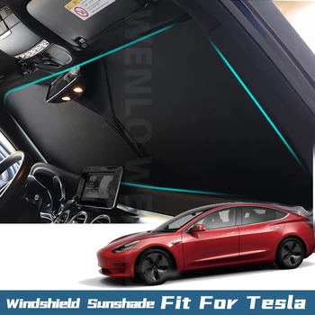 WENLO Automobilio priekinio Stiklo Stoglangis Blokuoti Anti-UV Skydelis Padengti Tesla Model 3 X S Interjero Priekinio Lango Saulė Raštas