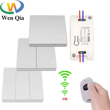 Wenqia 433Mhz jungiklis Universalus Belaidis Nuotolinio Valdymo AC 220V 10Amp 1CH RF Relay Imtuvas Siųstuvas LED/Šviesos/ventiliatorius lempos