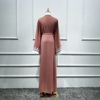 Wepbel Ilgomis Rankovėmis Prarasti Abaja Išsiuvinėti Musulmonų Suknelė Moterims Kratinys Skraiste Dubajus Artimųjų Rytų High-End Cardigan Marocain Kaftan