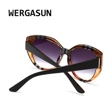 WERGASUN Naujas Mados Prekės ženklo Dizaineris Cat Eye Akiniai nuo saulės Moterims, Negabaritinių Rėmo Derliaus Saulės Akiniai oculos de sol UV400
