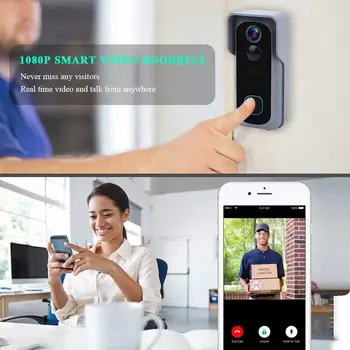 WiFi smart Doorbell vaizdo Kameros Vandeniui 1080P HD Vaizdo Durų Bell Judesio Detektorius Pažangų Belaidį durų skambutį su Kamera, Naktinis Matymas