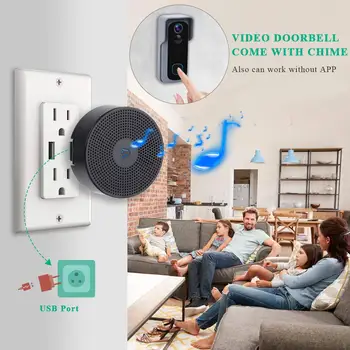 WiFi smart Doorbell vaizdo Kameros Vandeniui 1080P HD Vaizdo Durų Bell Judesio Detektorius Pažangų Belaidį durų skambutį su Kamera, Naktinis Matymas