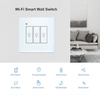 Wifi Smart Touch jungiklio, Smart APP Belaidžio Nuotolinio valdymo Jungiklis ES, Balso Kontrolės Alexa Echo/ 