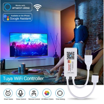 Wifi smart valdymas balsu usb mini controller+LED juostelės dc 5v smd 5050 RGB Šviesos juostelės TV kompiuterio fono šviesą miegamajame šviesos