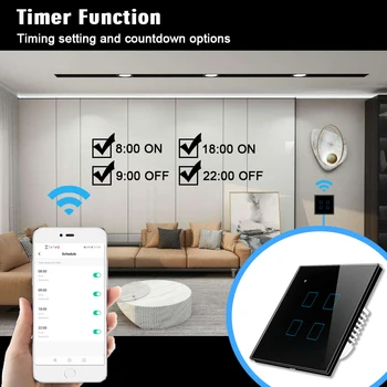 Wifi Touch Jungiklis LED Jungiklio,Smart Bevielis Sienos šviesų,2/3 Būdas,1/2/3/4 Gauja ,interruptor Dirbti su Alexa Googlehome