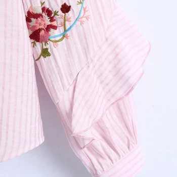 Wixra Saldus Ruffles Marškiniai Ir Palaidinukės Ilgomis Rankovėmis 2021 M. Pavasarį Naujas Ponios Gėlių Spausdinti Viršūnes Moterims