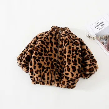 WLG Mergaičių Švarkai Baby Girl Žiemos Drabužių Leopard Aksomo Storio Viršutiniai drabužiai Vaikams Mados Šiltas Visos Rungtynės Paltai 1-6 Metų