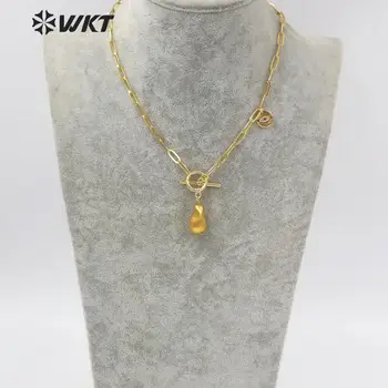 WT-JN129 WKT didmeninė natūralūs gėlo vandens baroko perlas karoliai pakabukas moterų mados aukso žalvario grandine atsitiktinis perlų vėrinį