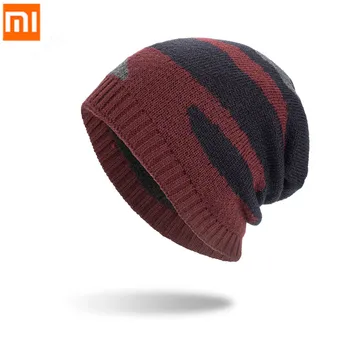 XiaoMi pliušinis ilgai skrybėlę, patogus, šiltas, minkštas ir odos draugiškas trijų spalvų dryžuotas megztų vilnonių bžūp rudenį ir žiemą