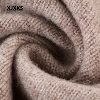 XJXKS Žiemos 2018 vilnos storas šiltas šiltas, jaukus moterų džemperis cardigan prarasti plius dydis moterų megzti megztinis kailis