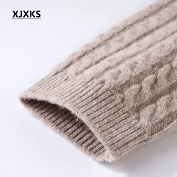 XJXKS Žiemos 2018 vilnos storas šiltas šiltas, jaukus moterų džemperis cardigan prarasti plius dydis moterų megzti megztinis kailis