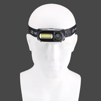 XPE COB LED Mini Žibintų Šviesos 6 Režimai Priekiniams USB Įkrovimo 18650 Galvos Žibintuvėlį, Fakelą Žibintų Medžioklės naktinė Žvejyba