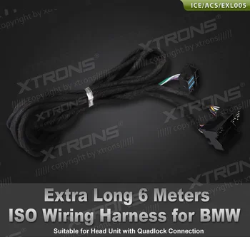 XTRONS Extra Long 6 Metrų ISO laidynas BMW Tinka Galvos Vienetas su Quadlock Jungtimi EXL005 EXL006 EXL007