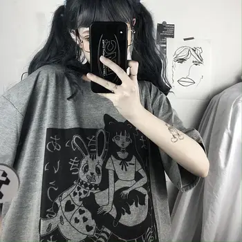 Y2k mujer gotikos kpop drabužius van футболка Harajuku Anime Spausdinti Pasėlių Moterų marškinėliai Goth Streetwear Trumpas Rankovės Viršuje Tee Moteris