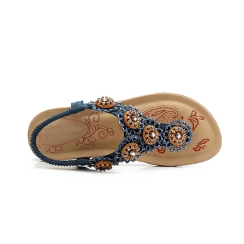 YAERNI Karšto pardavimo vasaros bateliai moters laisvalaikio paprastas, patogus naujas atvykti moterims Gėlių Romų sandalai etninės stiliaus atkurti batai