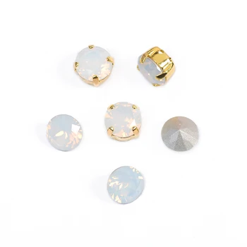YANRUO 1357 White Opal Puikus Supjaustyti Siuvimo Akmenys Pointback Masės Kristalų Amatų Opal Cirkonio Diamond Įvorė Suknelė