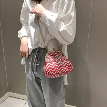 YBYT mados nacionalinės šiaudų crossbody krepšys moterims 2019 prabanga rankinės moterims, krepšiai dizaineris kratinys moterų grandinės pečių maišą