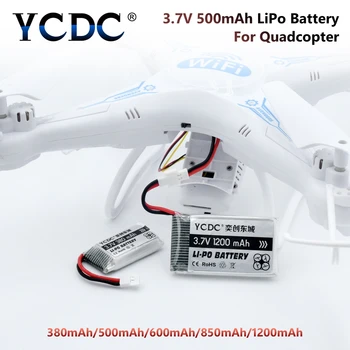 YCDC Li-Po Baterija 1200 / 850 / 600 / 500 / 380 /mAh 3.7 V Syma WLtoys Hubsan JJRC Drone Quadcopter Įkraunamas Baterijas