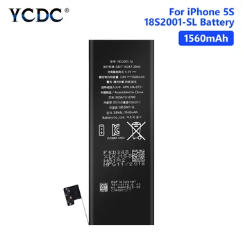 YCDC Ličio Aukštos Kokybės Realias galimybes 3.8 V 1560mAh Bateriją, Skirta iPhone 5S 5C iPhone5S Įkrovimo Telefoną Bateria Baterijos
