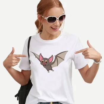 YEMUSEED Naujas Moterų Viršūnių Helovinas Print T-shirt Moterų trumpomis rankovėmis T-shirt Balta XXXXL FFV186