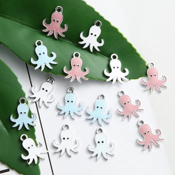 YEYULIN 10vnt Cute Octopus Žavesio Emalio Pakabukas Pakabukai Moters, Merginos Animacinių filmų Papuošalai Išvadas PASIDARYK pats Didmeninės