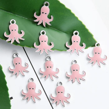 YEYULIN 10vnt Cute Octopus Žavesio Emalio Pakabukas Pakabukai Moters, Merginos Animacinių filmų Papuošalai Išvadas PASIDARYK pats Didmeninės