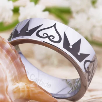 YGK PAPUOŠALŲ Mados Vestuvinį Žiedą, Moterims, vyriški karalystė širdelės Dizaino Sidabro, Volframo Žiedas Meilės Žiedą Sužadėtuvių Žiedas Šalis