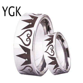 YGK PAPUOŠALŲ Mados Vestuvinį Žiedą, Moterims, vyriški karalystė širdelės Dizaino Sidabro, Volframo Žiedas Meilės Žiedą Sužadėtuvių Žiedas Šalis