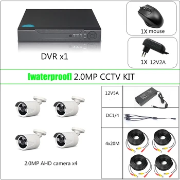 YiiSPO 4CH CCTV Saugumo rinkinys 1080P HAINAUT kamera, HD VAIZDO stebėjimo komplektas, HDMI, VGA OUT peržiūrėti indoor/vandeniui P2P 2.0 MP 1080N DVR 20Mcable