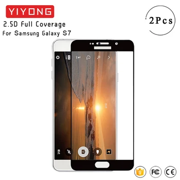 YIYONG 2.5 D Visą Ekraną Padengti Stiklo Samsung Galaxy S7 S6 Grūdintas Stiklas S 7 6 Screen Protector Filmas 