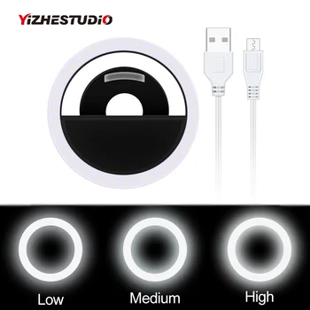 Yizhestudio 3 W Led Flash Selfie Apšvietimo USB Įkrovimo 36 vnt LED Šviesos Žiedas Nešiojamas Telefono Kamera Fotografija vaizdo