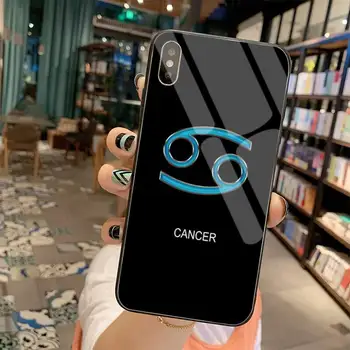 YJZFDYRM 12 žvaigždynų Vėžio Klientų Telefono dėklas Grūdintas Stiklas iPhone 11 Pro XR XS MAX 8 X 7 6S 6 Plus SE 2020 atveju