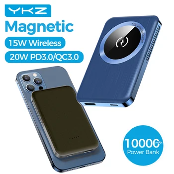 YKZ 15W Belaidį Kroviklį Power Bank 10000mAh Ultra-plonas PD Greito Įkrovimo MagSafe Magnetas Mini Powerbank iPhone 12pro Max Mini