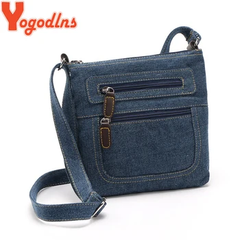 Yogodlns Mados mėlyna džinsinio audinio pečių krepšiai moterų rankinės klasikinis krepšys kuprinės ponios cross-kūno sling bag