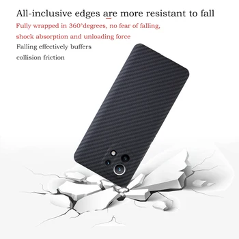 YTF-anglies nekilnojamojo anglies pluošto telefoną Atveju Xiaomi Mi 11(Keramikos versija) Bulletproof medžiagos-Ultra plonas Anti-rudenį Mi 11 shell